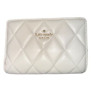 Kate Spade Carey Quilted Leather Medium Compact Bifold Wallet Parchment